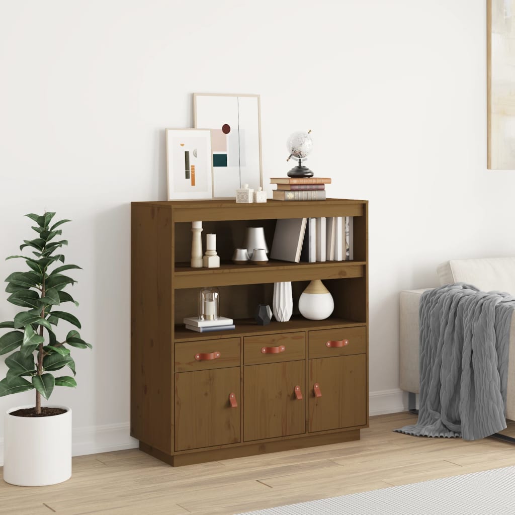 vidaXL Highboard marron miel 100x40x108,5 cm pin massif