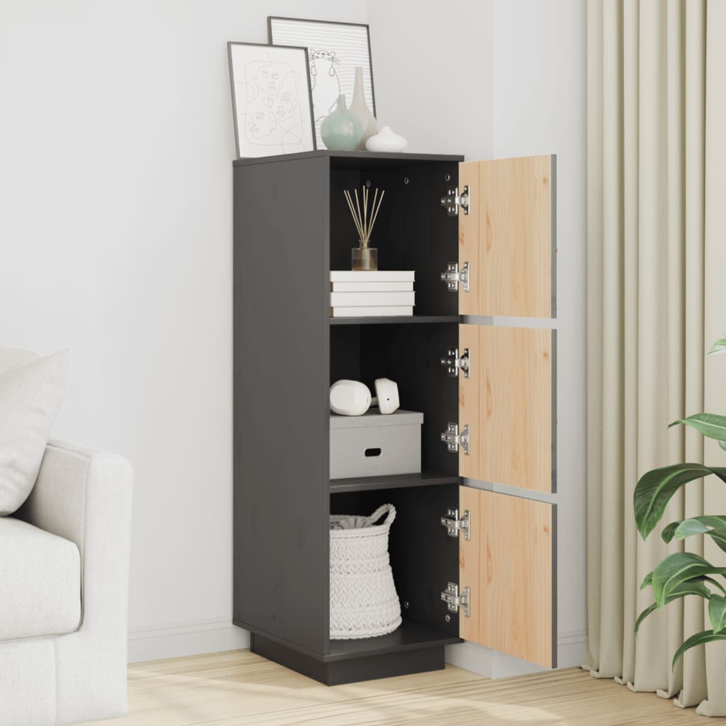 vidaXL Bahut haut gris 34x40x108,5 cm bois de pin massif