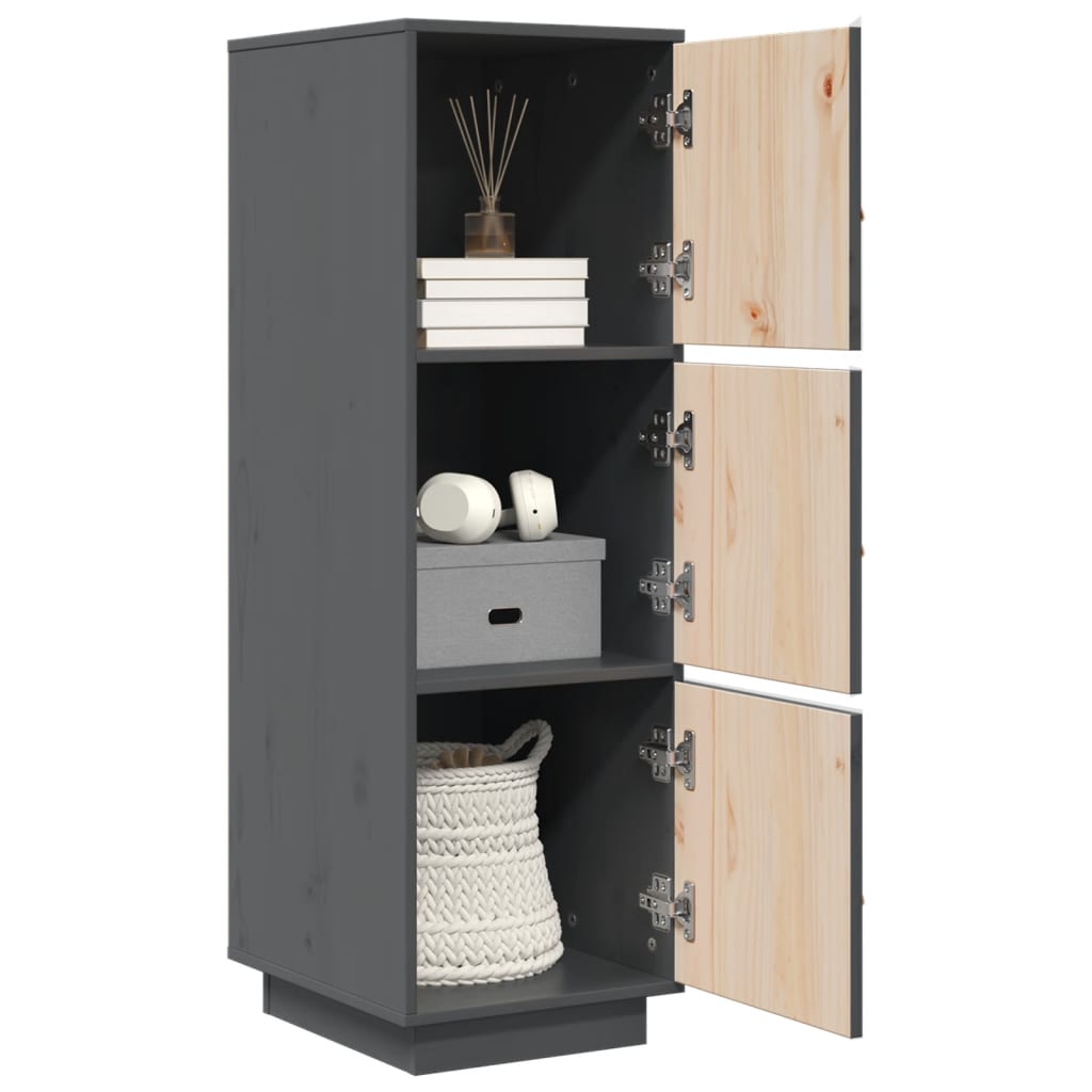 vidaXL Bahut haut gris 34x40x108,5 cm bois de pin massif