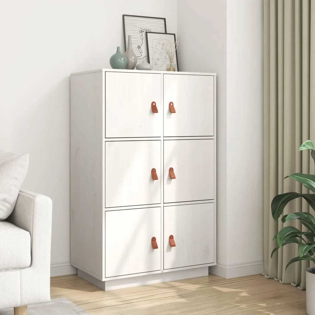 vidaXL Bahut haut blanc 67x40x108,5 cm bois de pin massif