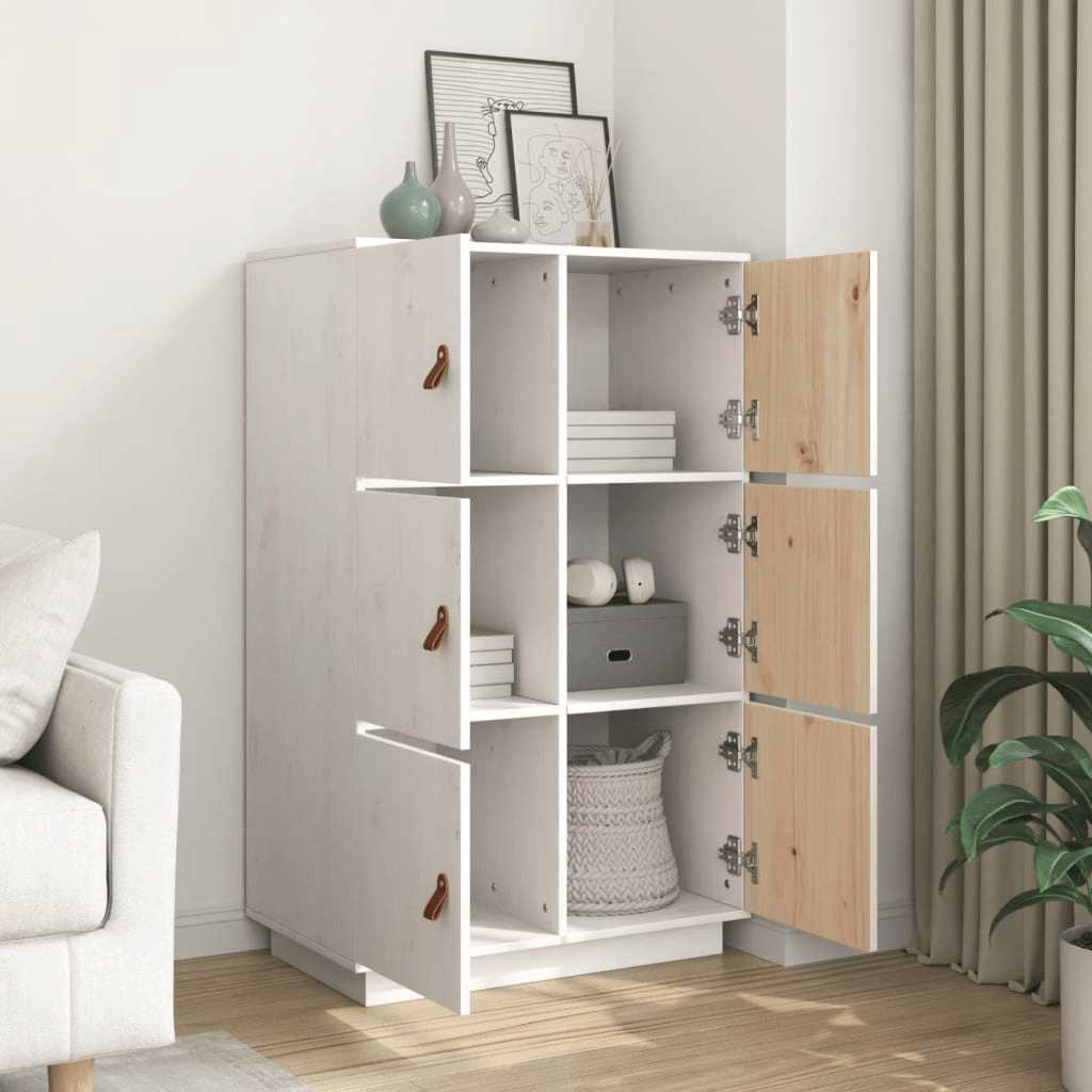 vidaXL Bahut haut blanc 67x40x108,5 cm bois de pin massif