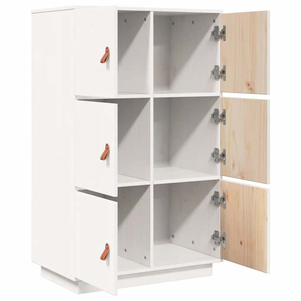 vidaXL Bahut haut blanc 67x40x108,5 cm bois de pin massif