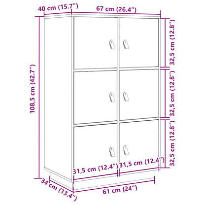 vidaXL Bahut haut blanc 67x40x108,5 cm bois de pin massif
