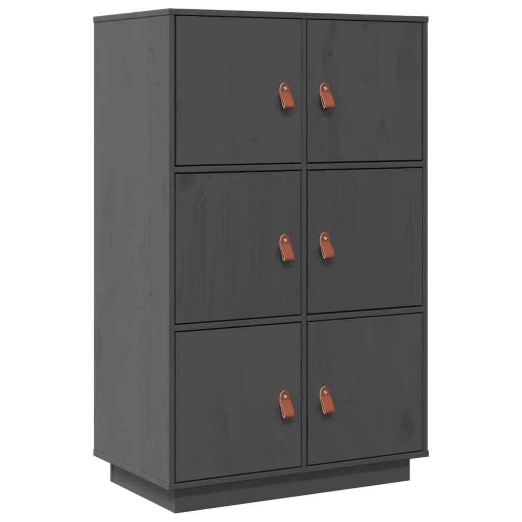 vidaXL Bahut haut gris 67x40x108,5 cm Bois de pin massif