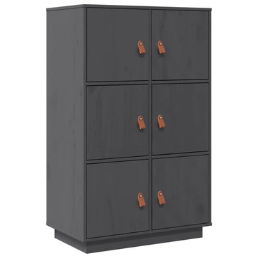 vidaXL Bahut haut gris 67x40x108,5 cm Bois de pin massif