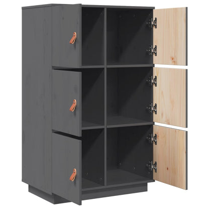 vidaXL Bahut haut gris 67x40x108,5 cm Bois de pin massif