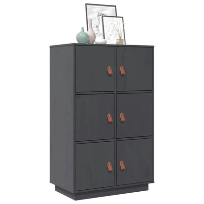 vidaXL Bahut haut gris 67x40x108,5 cm Bois de pin massif