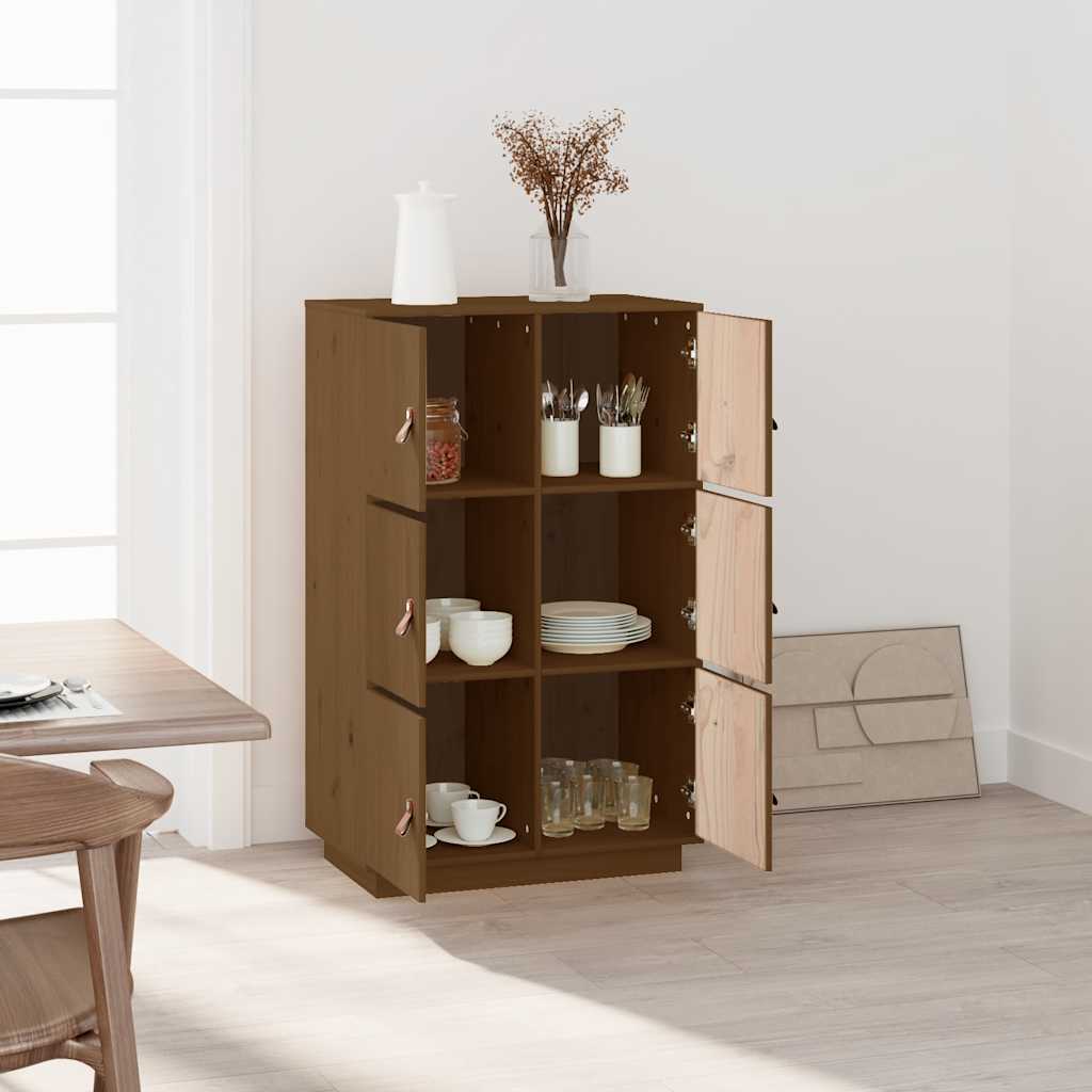 Highboard Honigbraun 67x40x108,5 cm Massivholz Kiefer