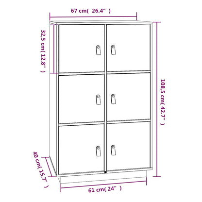 Highboard Honigbraun 67x40x108,5 cm Massivholz Kiefer