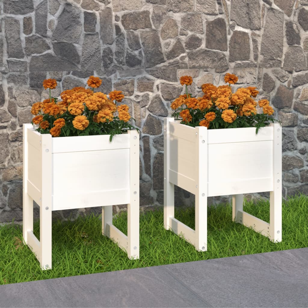 vidaXL Jardinières 2 pcs Blanc 40x40x52,5 cm Pin massif