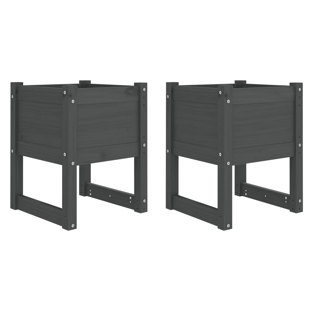 vidaXL Jardinières 2 pcs Gris 40x40x52,5 cm Pin massif