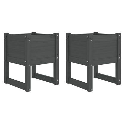 vidaXL Jardinières 2 pcs Gris 40x40x52,5 cm Pin massif