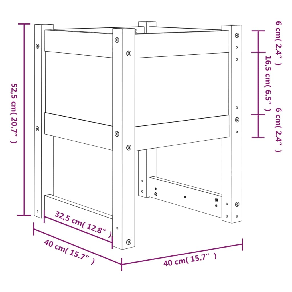 vidaXL Jardinières 2 pcs Gris 40x40x52,5 cm Pin massif
