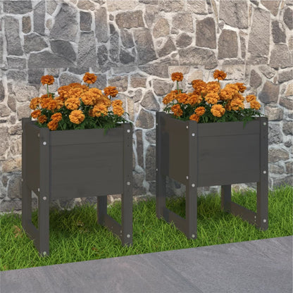 vidaXL Jardinières 2 pcs Gris 40x40x52,5 cm Pin massif