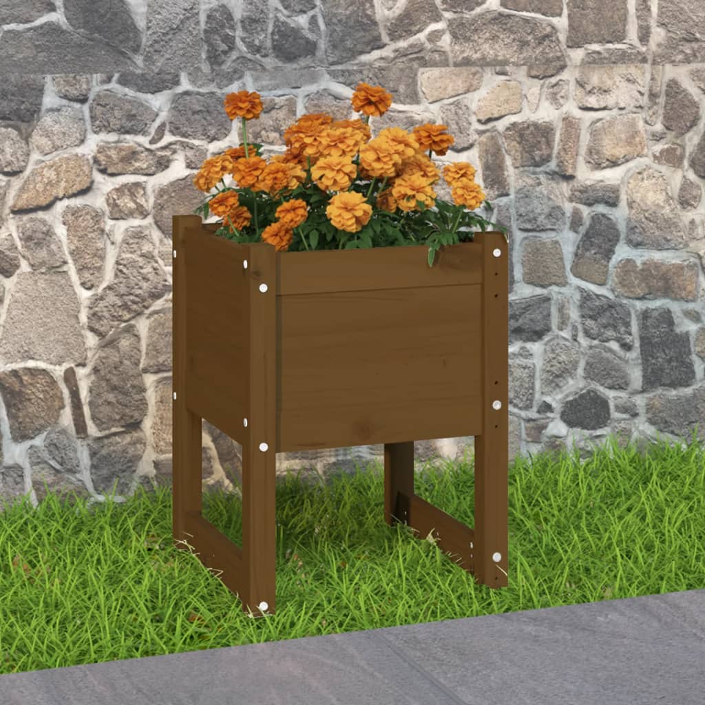 vidaXL Jardinière Bois de Pin Massif Marron Miel 40x40x52,5 cm