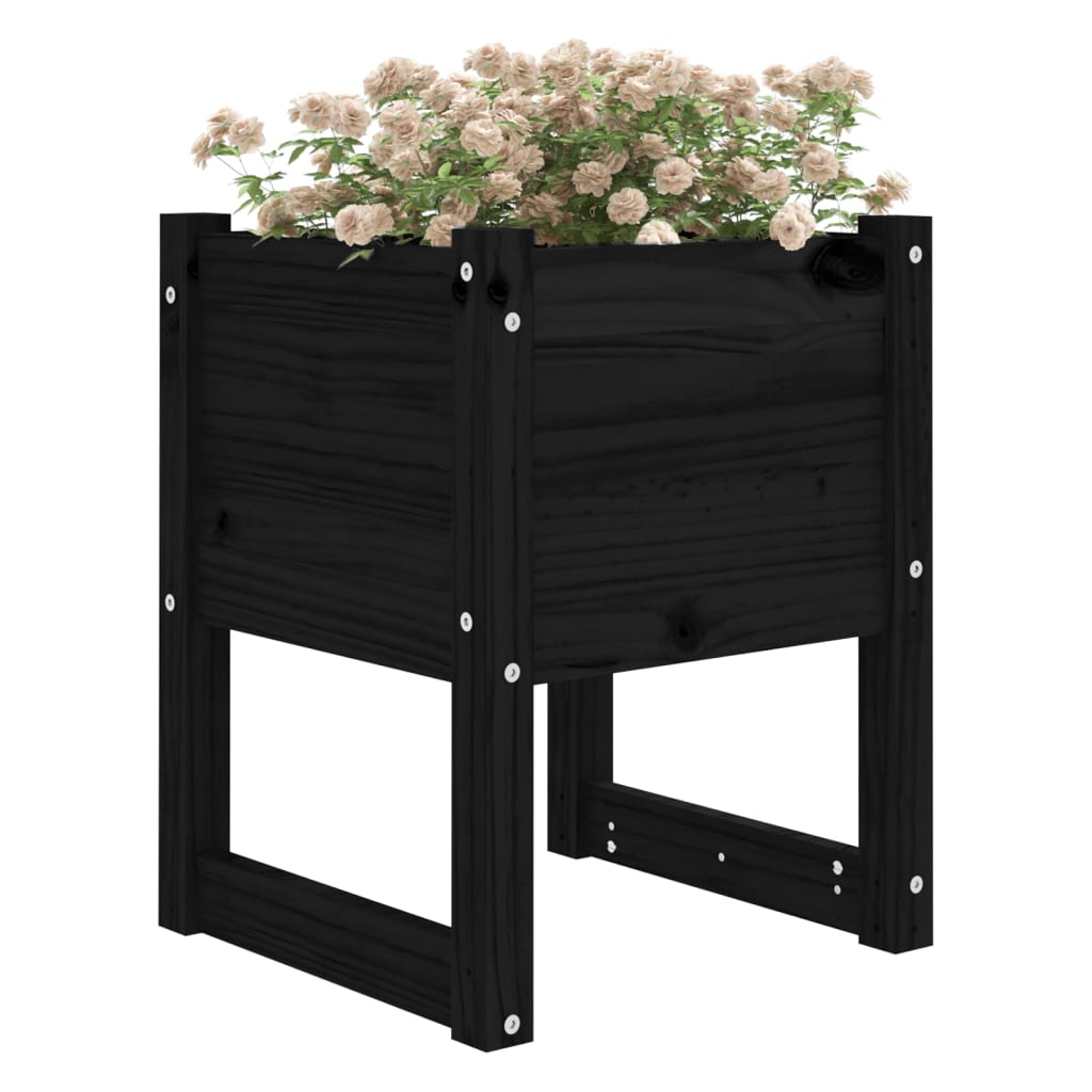 vidaXL Jardinière noire 40x40x52,5 cm en pin massif