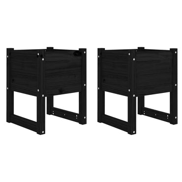 vidaXL Jardinières 2 pcs Noir 40x40x52,5 cm Bois de pin massif