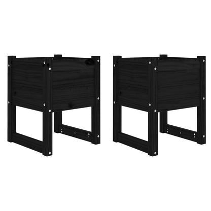 vidaXL Jardinières 2 pcs Noir 40x40x52,5 cm Bois de pin massif