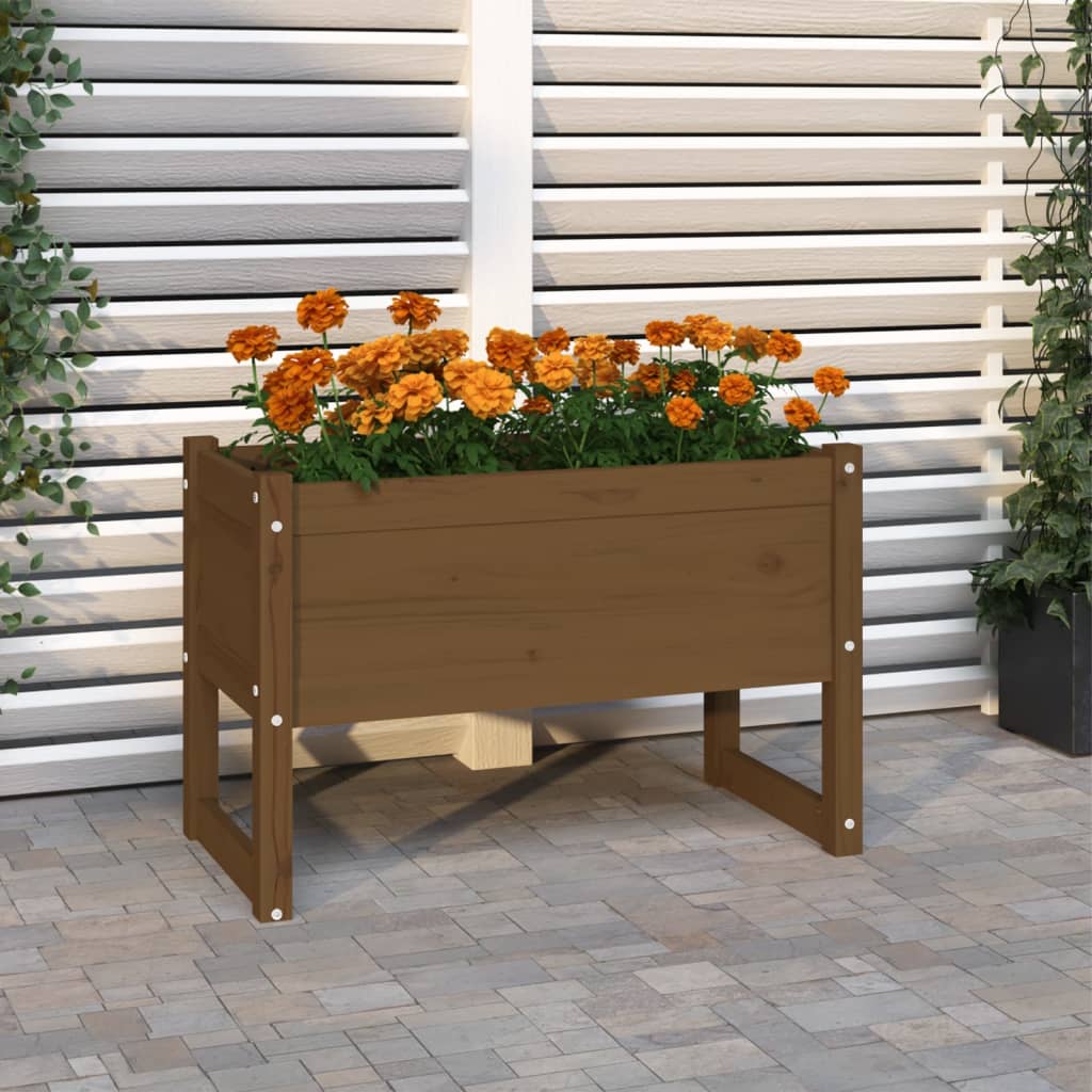 vidaXL Jardinière Bois de pin massif Marron miel 78x40x52 cm