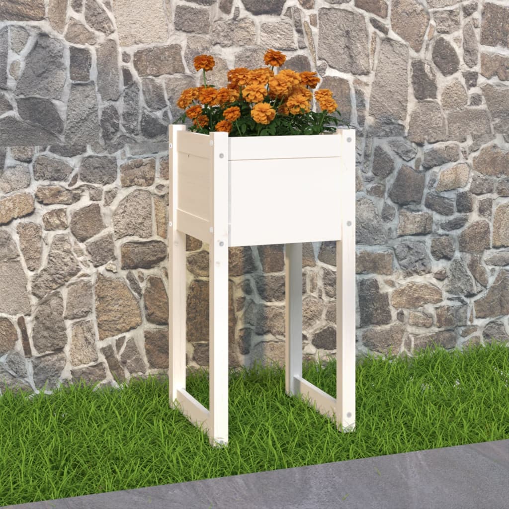 vidaXL Jardinière Bois de pin massif Blanc 40x40x81 cm