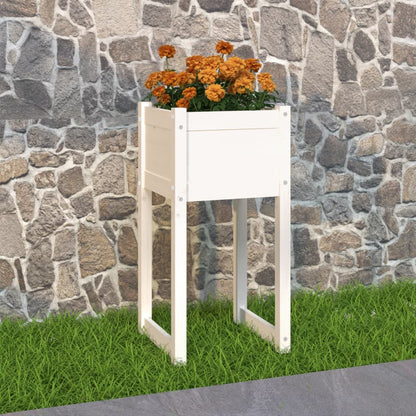 vidaXL Jardinière Bois de pin massif Blanc 40x40x81 cm