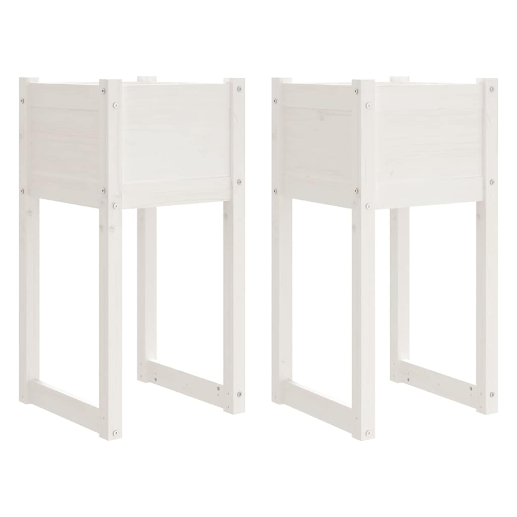 vidaXL Jardinières 2 pcs Blanc 40x40x81 cm Bois de pin massif
