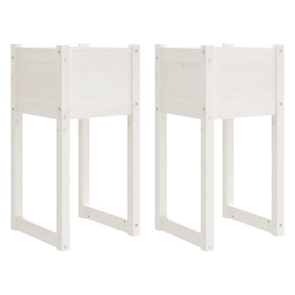 vidaXL Jardinières 2 pcs Blanc 40x40x81 cm Bois de pin massif