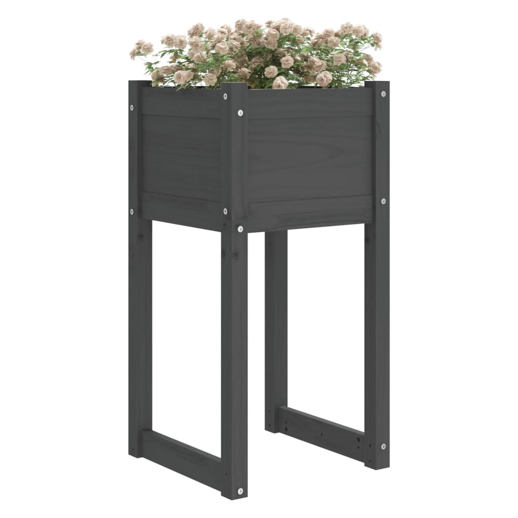 vidaXL Jardinière Gris 40x40x81 cm Pin Massif