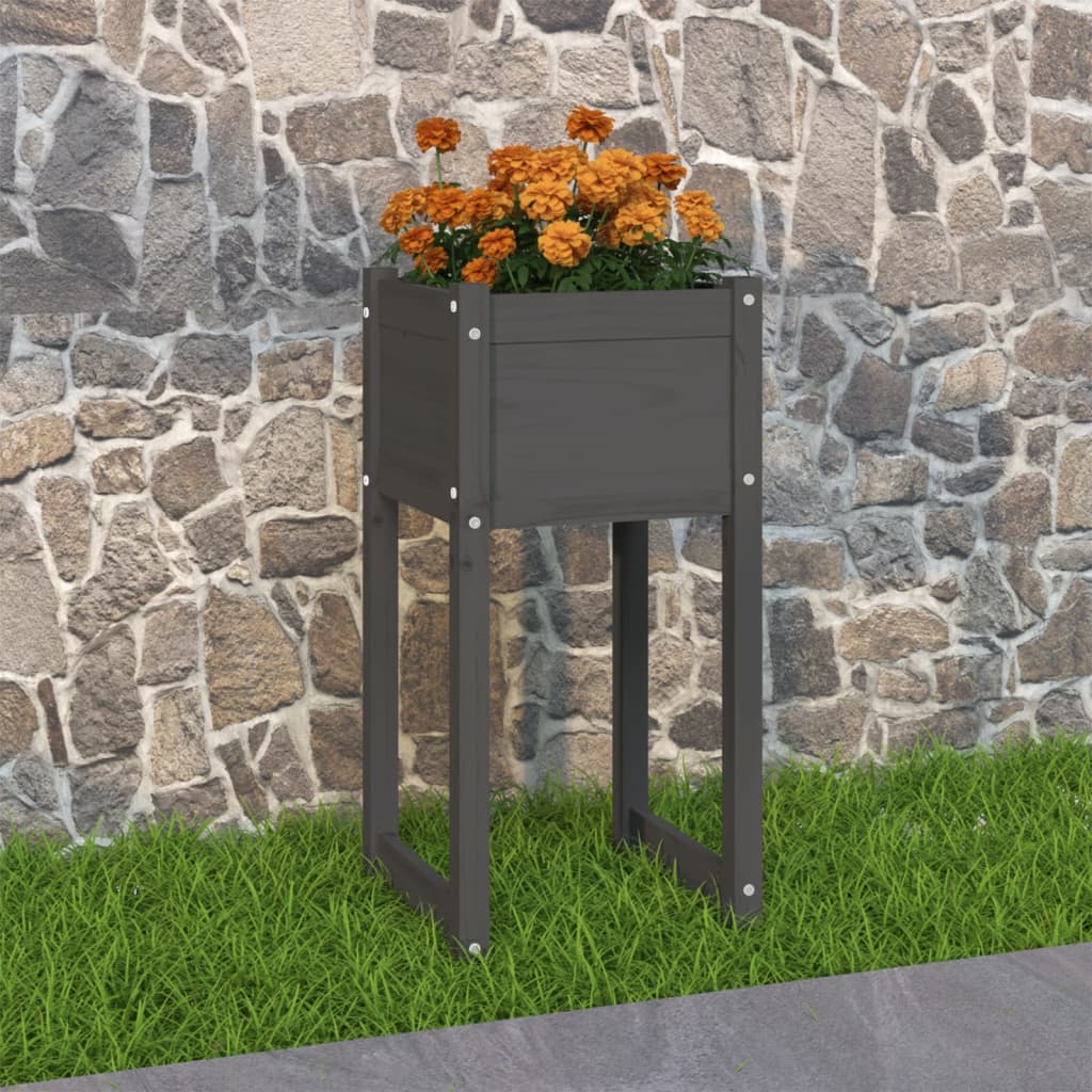 vidaXL Jardinière Gris 40x40x81 cm Pin Massif
