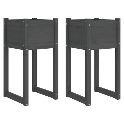 vidaXL Jardinières 2 pcs Gris 40x40x81 cm Bois de pin massif