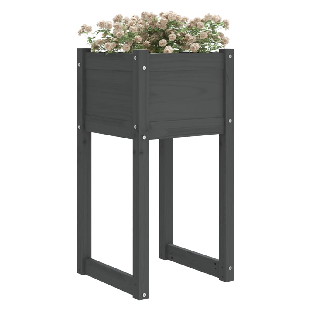vidaXL Jardinières 2 pcs Gris 40x40x81 cm Bois de pin massif