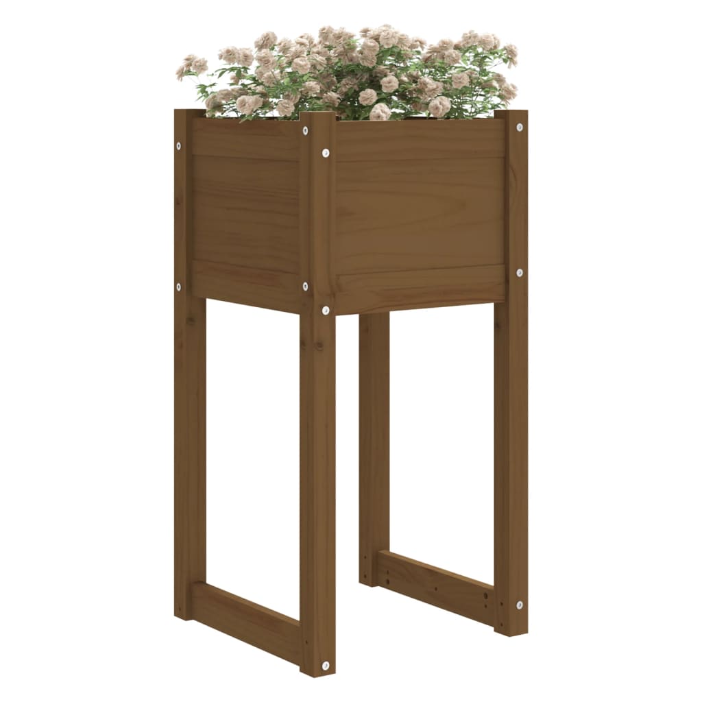 vidaXL Jardinière Bois de Pin Massif Marron Miel 40x40x81 cm