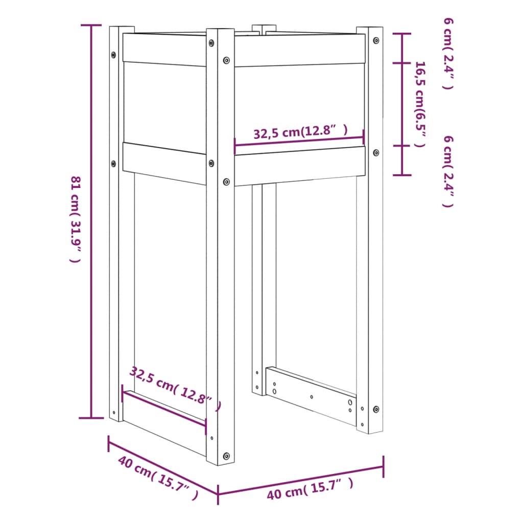 vidaXL Jardinière Bois de Pin Massif Marron Miel 40x40x81 cm