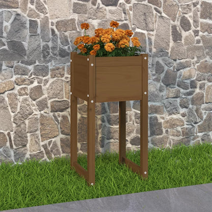 vidaXL Jardinière Bois de Pin Massif Marron Miel 40x40x81 cm