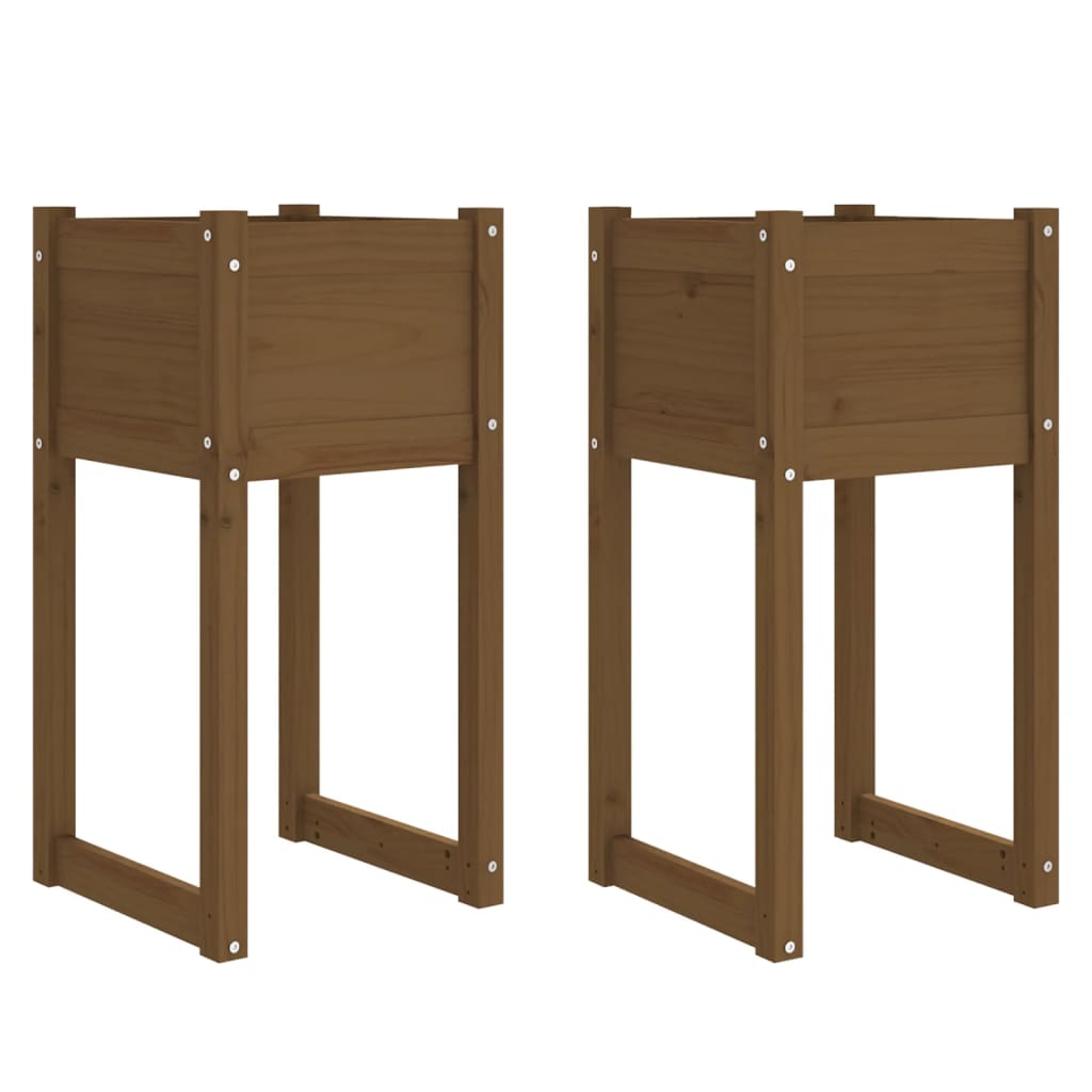 vidaXL Jardinières 2 pcs Marron miel 40x40x81 cm Bois de pin massif