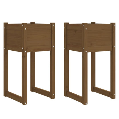 vidaXL Jardinières 2 pcs Marron miel 40x40x81 cm Bois de pin massif