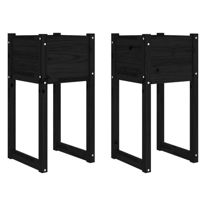 vidaXL Jardinières 2 pcs Noir 40x40x81 cm Bois de pin massif