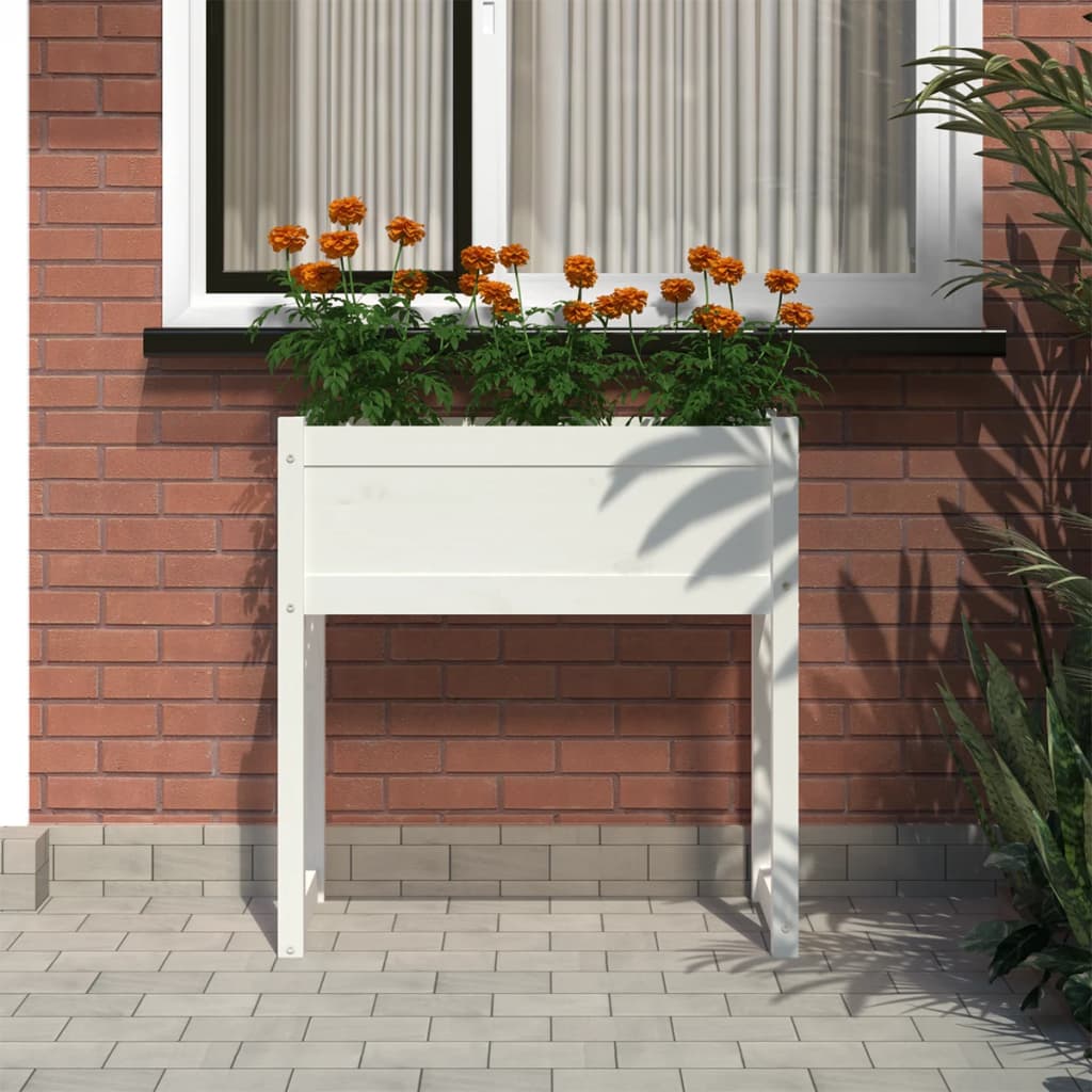 vidaXL Jardinière Blanc 78x40x81 cm Bois de pin massif