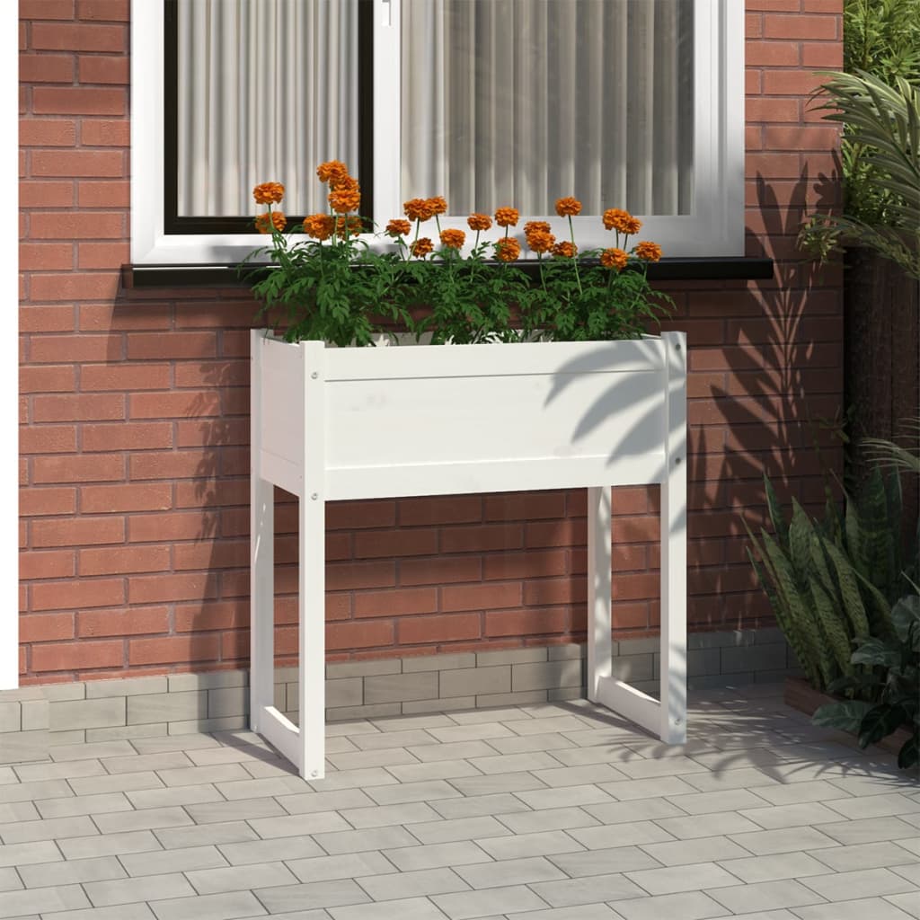 vidaXL Jardinière Blanc 78x40x81 cm Bois de pin massif