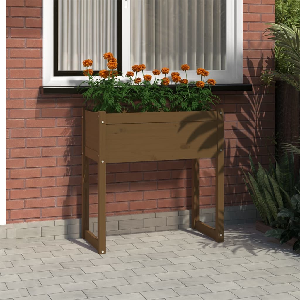 vidaXL Jardinière Bois de pin massif Marron miel 78x40x81 cm