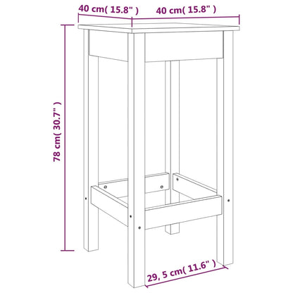 vidaXL Tabourets de bar 2 pcs 40x40x78 cm Bois de pin massif