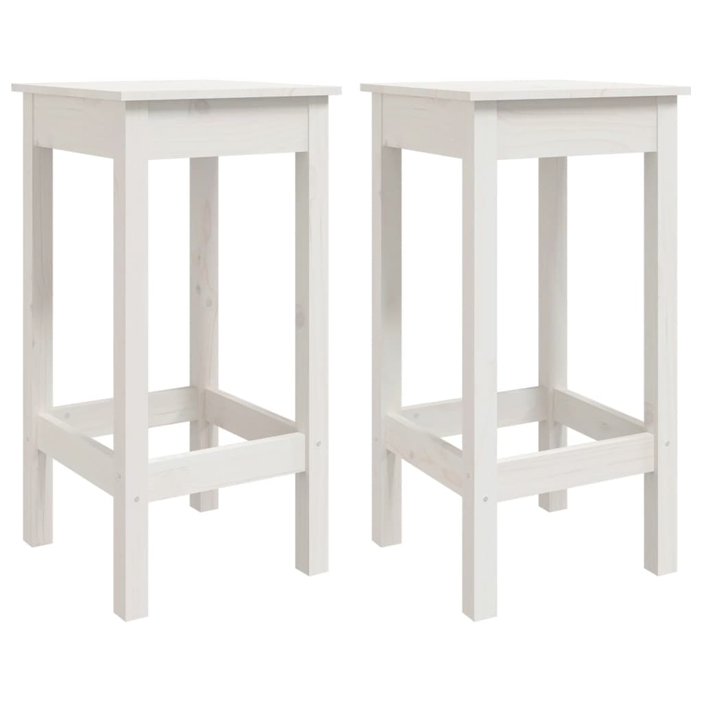 vidaXL Tabourets de bar 2 pcs Blanc 40x40x78 cm Bois de pin massif