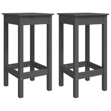 vidaXL Tabourets de bar 2 pcs Gris 40x40x78 cm Bois de pin massif