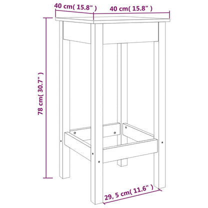 vidaXL Tabourets de bar 2 pcs noir 40x40x78 cm bois de pin massif