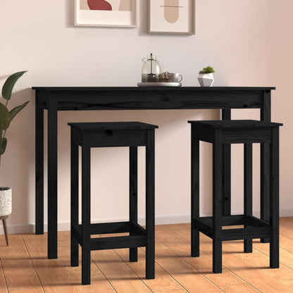 vidaXL Tabourets de bar 2 pcs noir 40x40x78 cm bois de pin massif