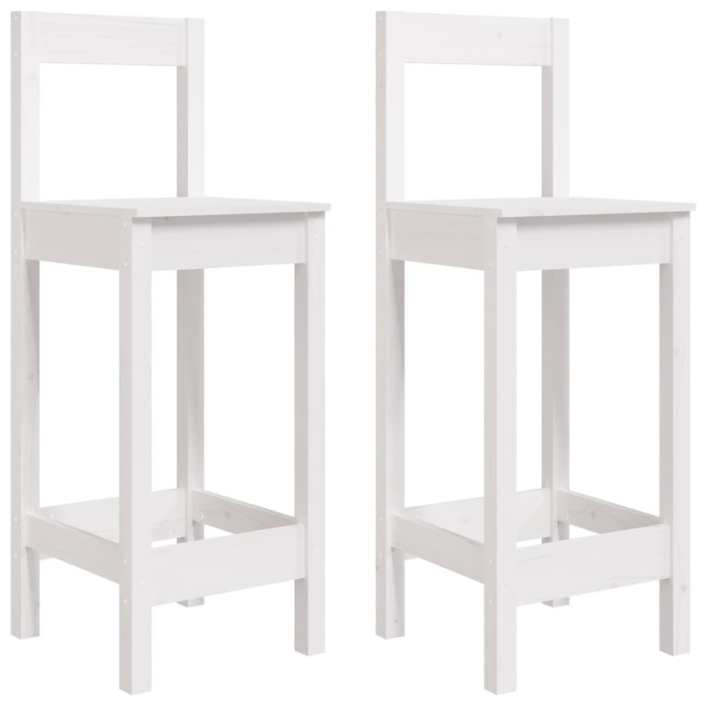 vidaXL Tabourets de bar 2 pcs Blanc 40x41,5x112 cm Bois de pin massif