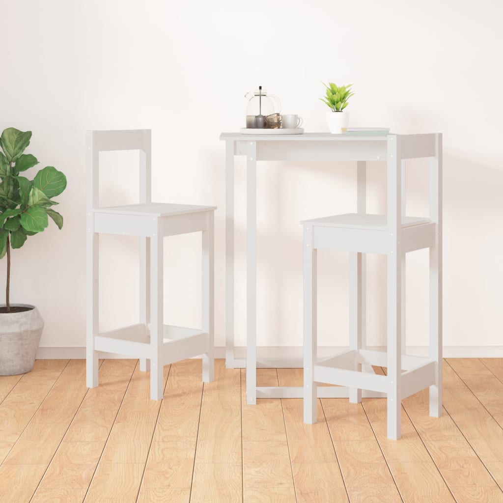 vidaXL Tabourets de bar 2 pcs Blanc 40x41,5x112 cm Bois de pin massif
