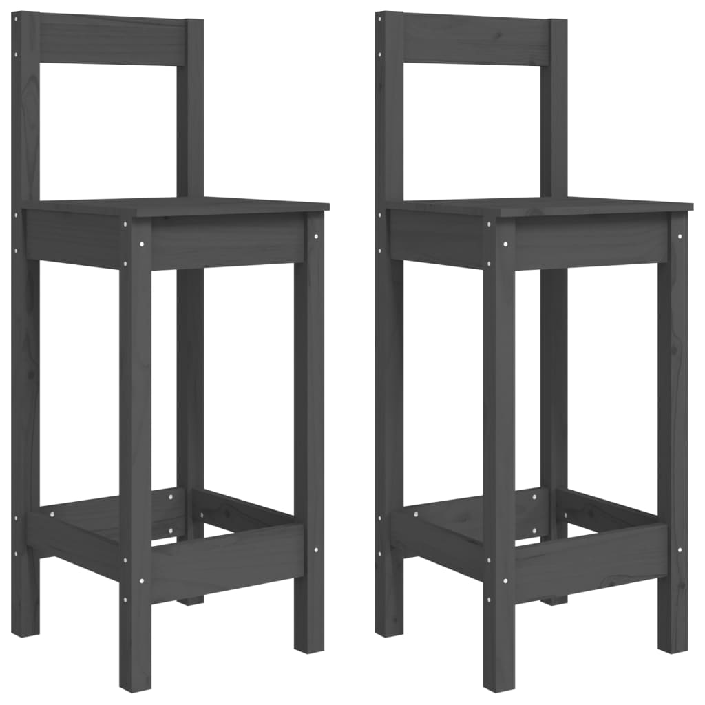 vidaXL Tabourets de bar 2 pcs Gris 40x41,5x112 cm Bois de pin massif