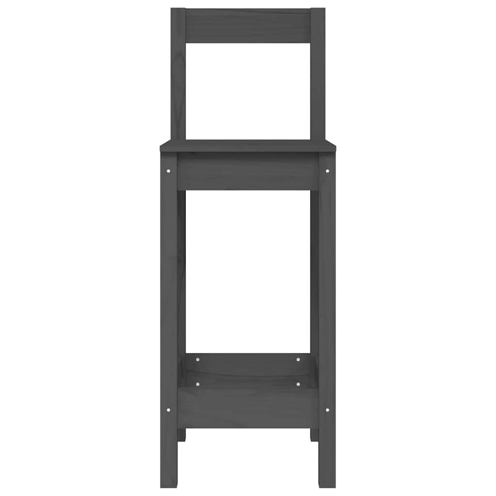 vidaXL Tabourets de bar 2 pcs Gris 40x41,5x112 cm Bois de pin massif