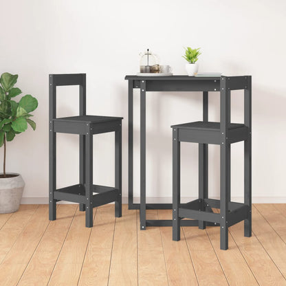 vidaXL Tabourets de bar 2 pcs Gris 40x41,5x112 cm Bois de pin massif